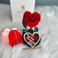 Personalized Mother's Day Gift - Preserved Rose in Glass Dome with Custom Name Tag and Necklace