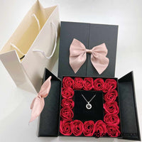 16 Mini Roses Jewelry Box with Love Necklace Set