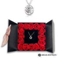 16 Mini Roses Jewelry Box with Love Necklace Set