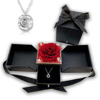 I Love You In 100 Languages Necklace Preserved XL Forever Rose Box