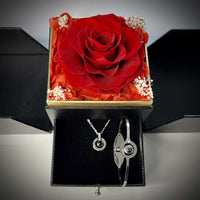 I Love You In 100 Languages Necklace Preserved XL Forever Rose Box