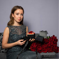 Sterling Silver and Crystal Ocean Drop Necklace With Preserved Rose Jewelry Box