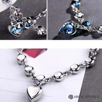 Crystal Blue Heart Charm Bracelet