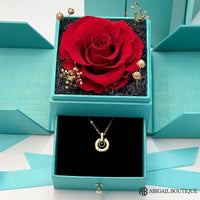 I Love You In 100 Languages Necklace Preserved XL Forever Rose Box