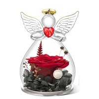 Crystal Angel And Preserved Rose With Lord's Prayer Cross Necklace