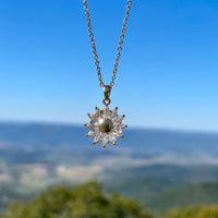 Preserved Sunflower In Glass Dome With Sunflower Necklace