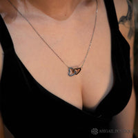 Double Hearts Necklace With Preserved XL Red Rose Jewelry Box