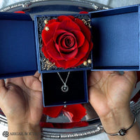 I Love You In 100 Languages Necklace Preserved XL Forever Rose Box