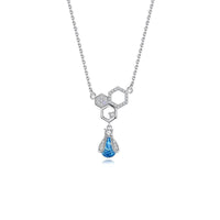 Sterling Silver & Swarovski Honeycomb Necklace With Bee Charm.