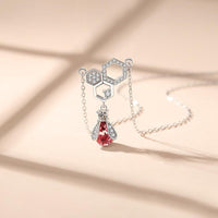 Sterling Silver & Swarovski Honeycomb Necklace With Bee Charm.