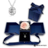 I Love You In 100 Languages Necklace Preserved XL Forever Rose Box