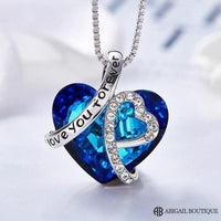 I Love You Forever Crystal Heart Necklace With Forever Blossom Preserved Rose Jewelry Box