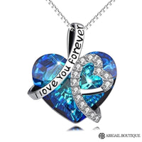 I Love You Forever Crystal Heart Necklace With Forever Blossom Preserved Rose Jewelry Box