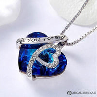 I Love You Forever Crystal Heart Necklace With Forever Blossom Preserved Rose Jewelry Box