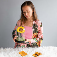 Preserved Sunflower In Glass Dome With Sunflower Necklace