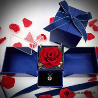 Forever Blossom Preserved Rose Jewelry Box With Projection Necklace
