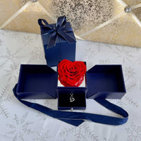 Heart Shaped Preserved Rose On Mirror Jewelry Box With Heart Love Necklace