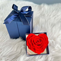 Heart Shaped Preserved Rose On Mirror Jewelry Box With Heart Love Necklace