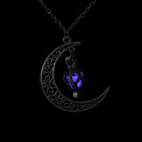 Crescent Sailor Half Moon Glow In The Dark Pendant Necklace.