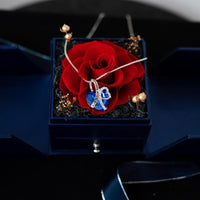 I Love You Forever Crystal Heart Necklace With Forever Blossom Preserved Rose Jewelry Box