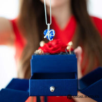 I Love You Forever Crystal Heart Necklace With Forever Blossom Preserved Rose Jewelry Box