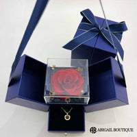 Forever Blossom Preserved Rose Jewelry Box With Projection Necklace