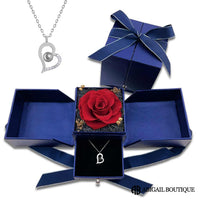 Forever Blossom Preserved Rose Jewelry Box With Projection Necklace