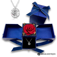 Forever Blossom Preserved Rose Jewelry Box With Projection Necklace