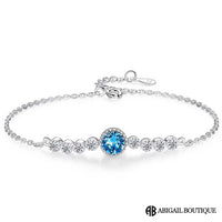 High Grade AAA Zircon Crystal In Sterling Silver Necklace With Forever Blossom Preserved Rose Jewelry Box