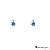 Sterling Silver and Crystal Ocean Drop Necklace With Preserved Rose Jewelry Box