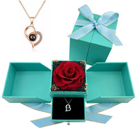 Forever Blossom Preserved Rose Jewelry Box With Projection Necklace