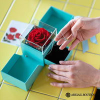 Rainbow Crystal Heart Love Necklace With Forever Blossom Preserved XL Red Rose Jewelry Box