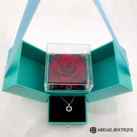 Forever Blossom Preserved Rose Jewelry Box With Projection Necklace