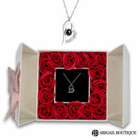 16 Mini Roses Jewelry Box with Love Necklace Set
