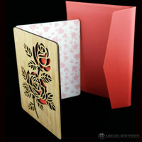 Rose Bamboo Wooden Greeting Card
