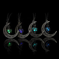Crescent Sailor Half Moon Glow In The Dark Pendant Necklace.