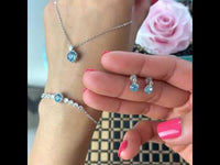 High Grade AAA Zircon Crystal In Sterling Silver Necklace With Forever Blossom Preserved Rose Jewelry Box