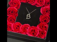 16 Mini Roses Jewelry Box with Heart Love Necklace Set