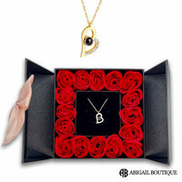 16 Mini Roses Jewelry Box with Love Necklace Set