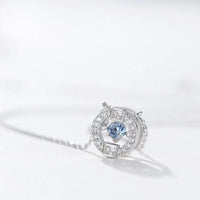 Sterling Silver & Moving High Grade AAA Zircon Crystal Love Circle Necklace
