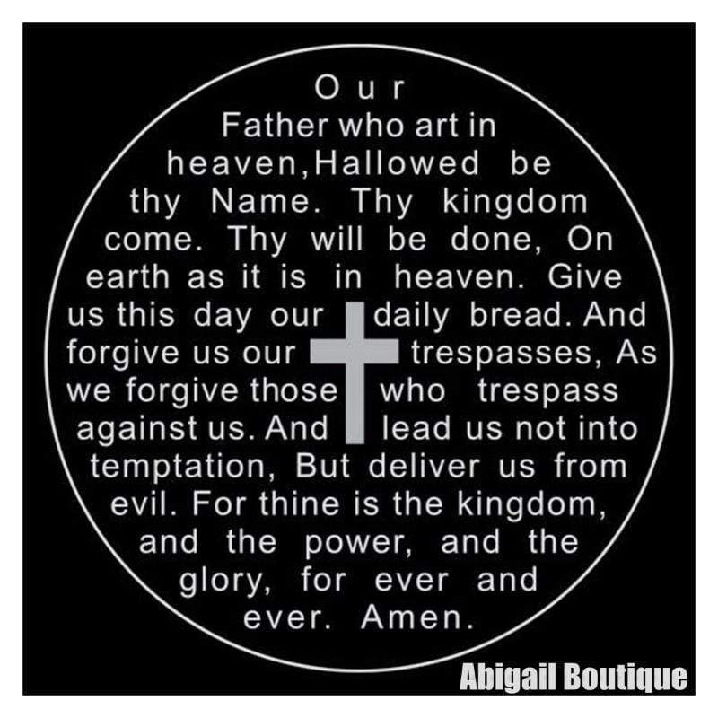 Polished Stainless Steel Lord&#39;s Prayer Cross Necklace For Man.