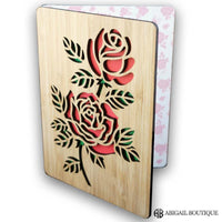 Rose Bamboo Wooden Greeting Card