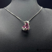 High Grade AAA Zircon Crystal In Sterling Silver Necklace With Forever Blossom Preserved Rose Jewelry Box