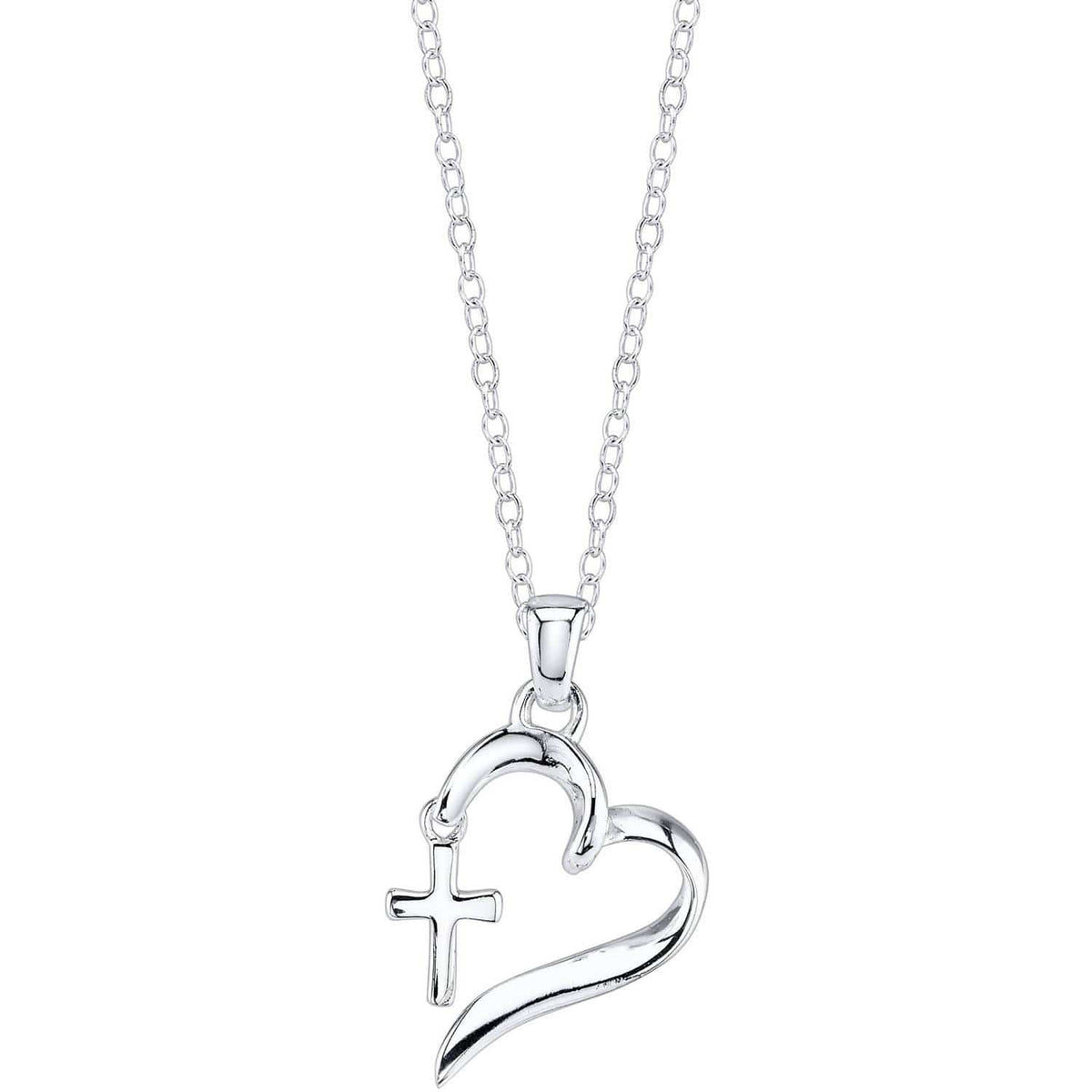 Sterling Silver &quot;Faith Hope Love&quot; Heart with Cross Necklace.
