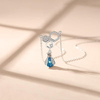 Sterling Silver & Swarovski Honeycomb Necklace With Bee Charm.