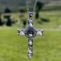 Crystal Angel And Preserved Rose With Lord's Prayer Cross Necklace