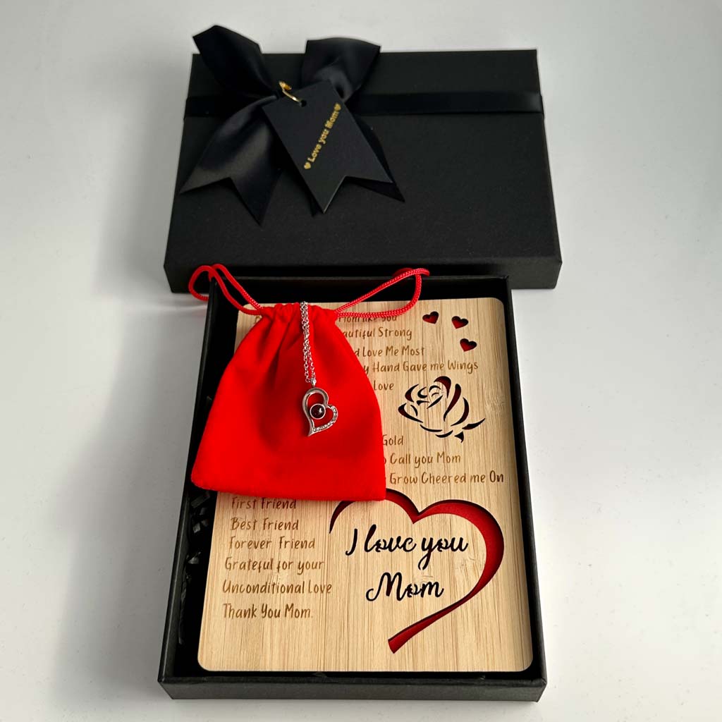 To The World You Are A Mother Necklace With Wooden Bamboo Plaque Set