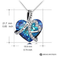 I Love You Forever Crystal Heart Necklace With Forever Blossom Preserved Rose Jewelry Box