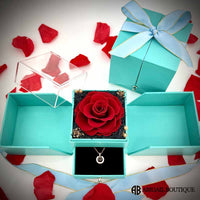 Forever Blossom Preserved Rose Jewelry Box With Projection Necklace