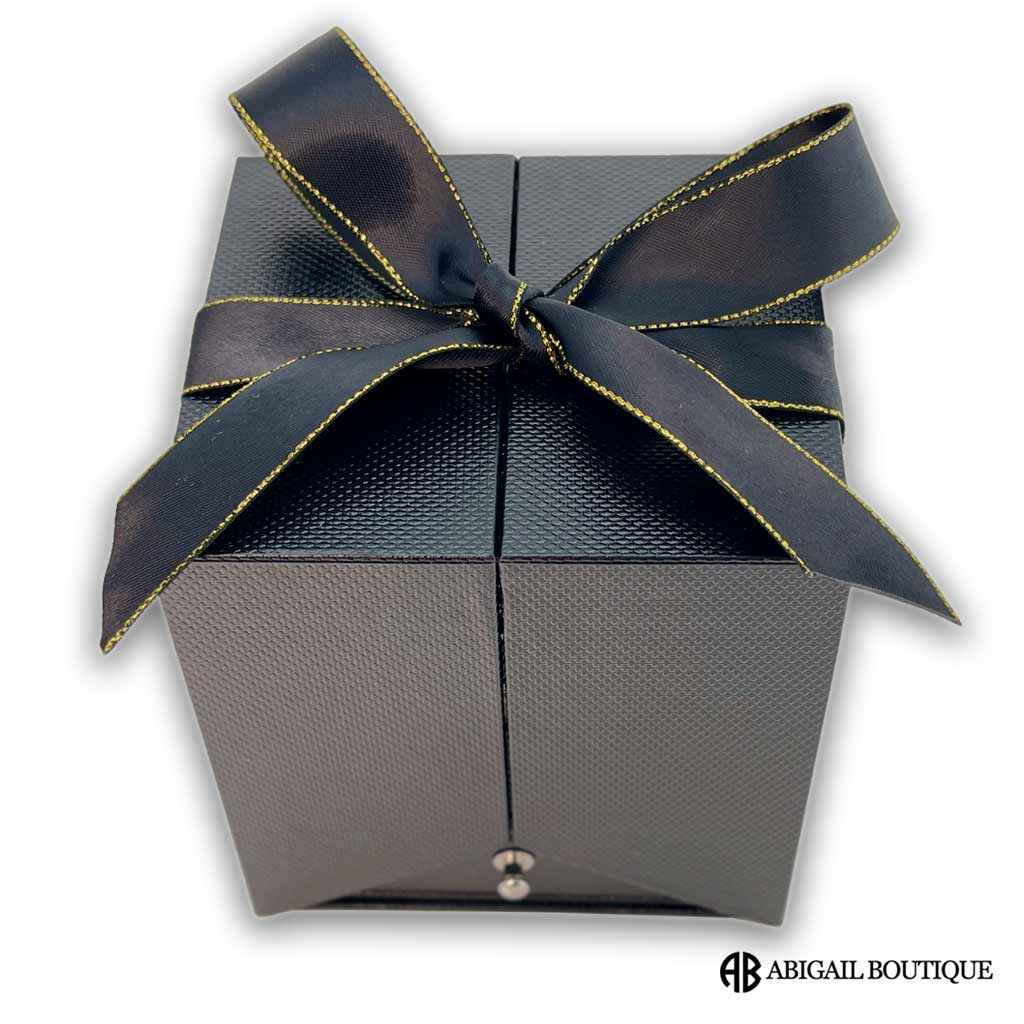 Double Hearts Necklace With Preserved XL Red Rose Jewelry Box